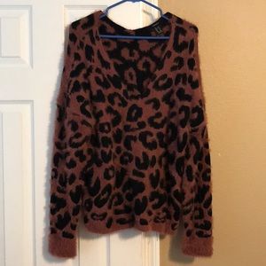 Fuzzy leopard sweater